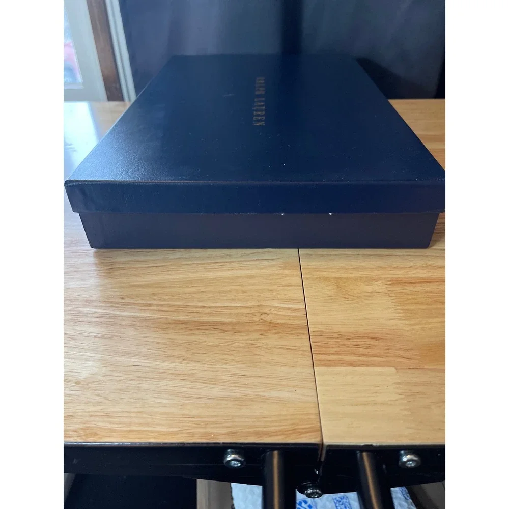 Ralph Lauren Navy Blue Gold Foil Logo Gift Box 17x12x2.5 Large‎ Storage Box